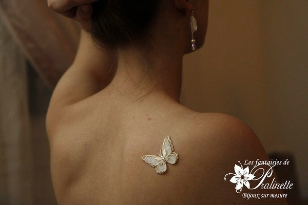 Bijou de peau mariage papillon voile et strass