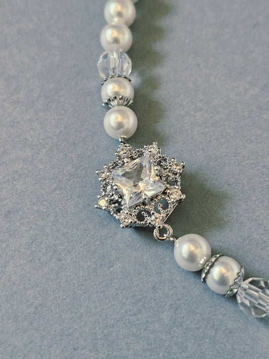 Bracelet de mariage perles et zirconium - Prêt à porter bijoux mariage