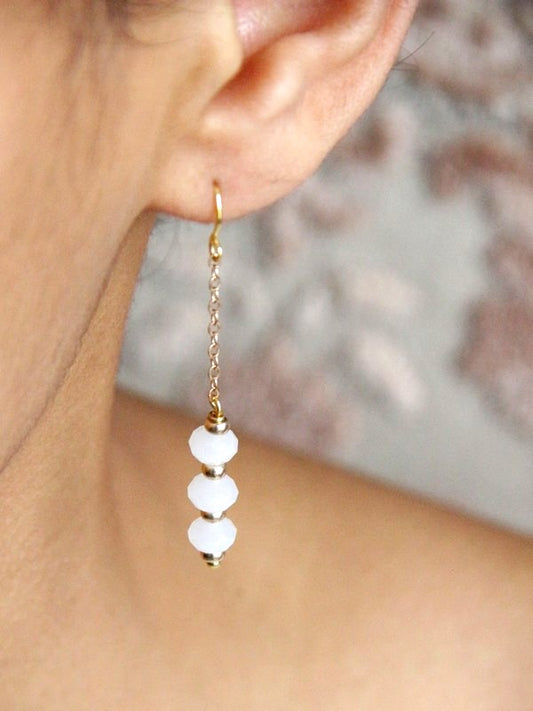 Boucles d'oreilles Maéline en GOLD FILLED et cristal blanc opal
