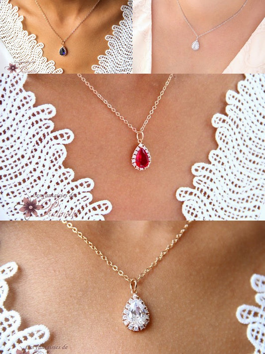 Belinda collier de mariage goutte baroque dorée et rouge