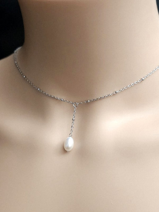 Bijou de mariage collier de dos fleur de nacre - Prêt à porter