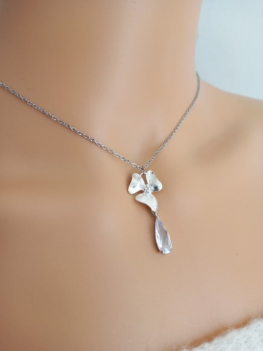 Bijoux mariage collier de dos estampe et zirconium - Prêt à porter CD78