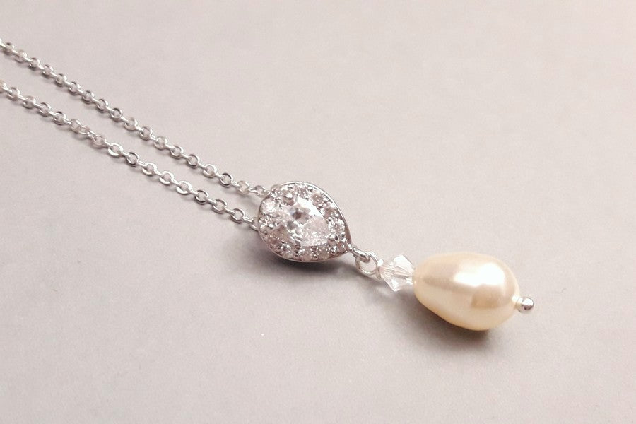 Enata collier de mariage perles et strass style rétro vintage