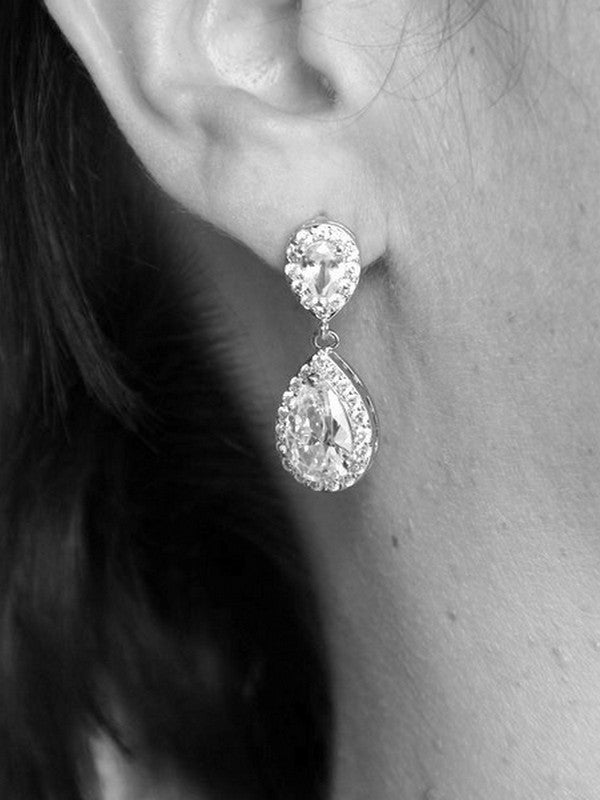 Soane boucles d'oreilles mariage strass et gouttes, bijoux mariées, clous d'oreilles oxyde de zirconium