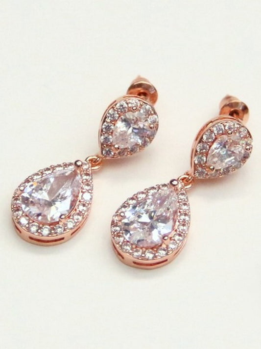 Soane boucles d'oreilles mariage strass et gouttes, bijoux mariées, clous d'oreilles oxyde de zirconium