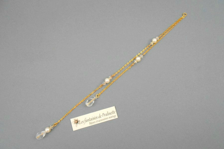 Bijoux de dos mariage goutte et strass pendentif perles en cristal