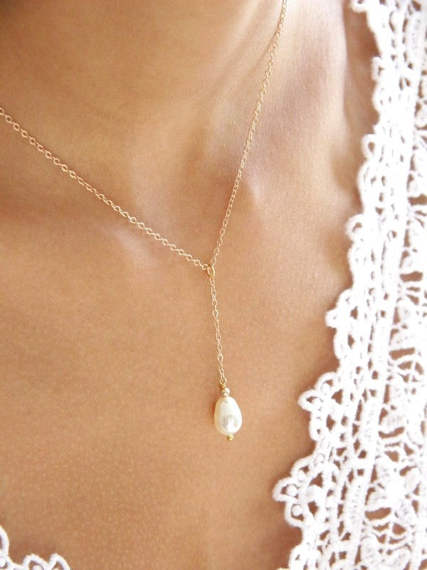 Collier mariage pendentif goutte perle Séréna