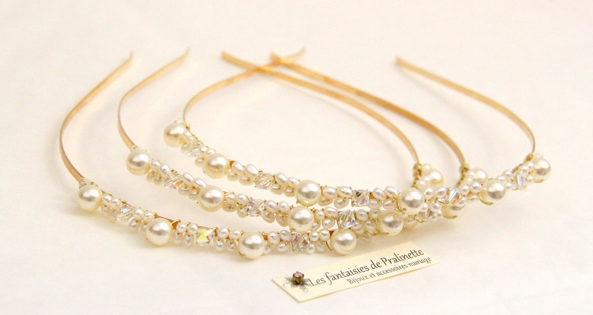 Diadème mariage, serre-tête perles, headband mariage perles et cristal