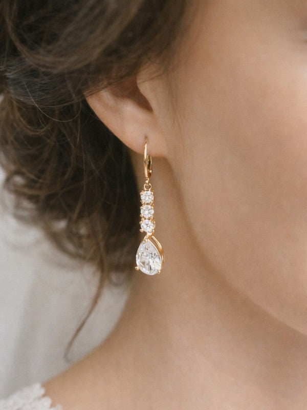 Boucles d'oreilles mariage gouttes pendantes en oxydes de zirconium - Prêt à porter