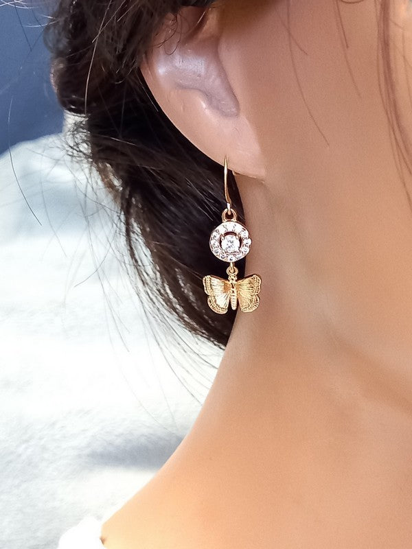 Boucles d'oreilles papillons et zirconium - Prêt à porter bijoux mariage