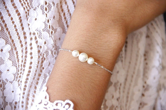 Bracelet mariage Exil trio dégradé de perles en cristal nacré