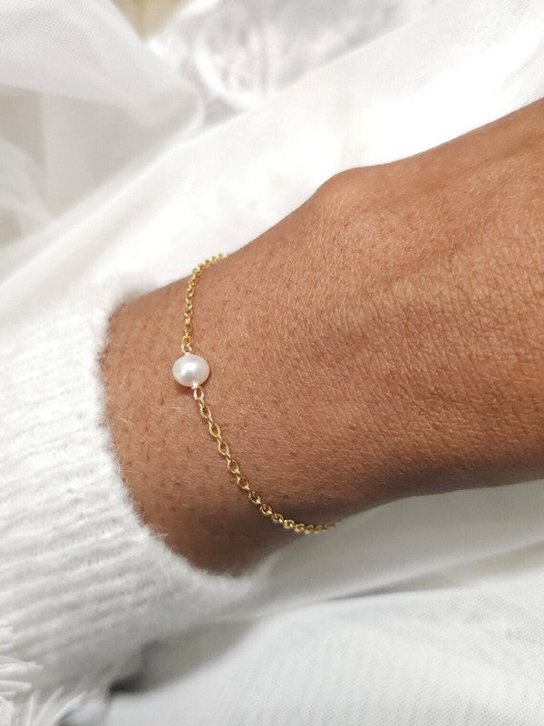 Ensemble bijoux mariage bracelet une perle + boucles d'oreilles dormeuses perles Eden