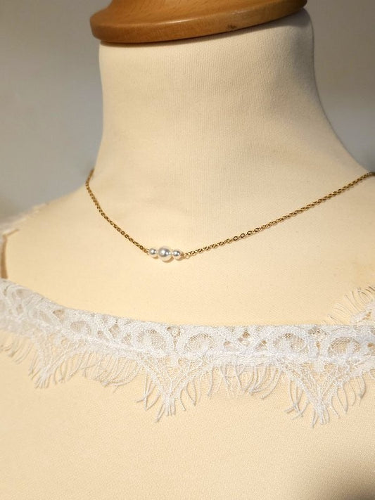 Collier de dos minimaliste, bijou mariage de dos perles Elen