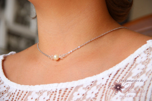 Collier de mariée minimaliste perles en cristal