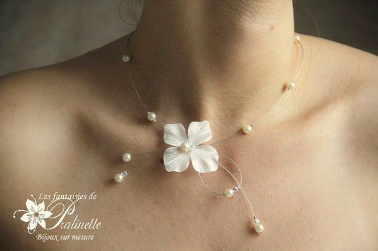Enya collier de mariée fleur en satin