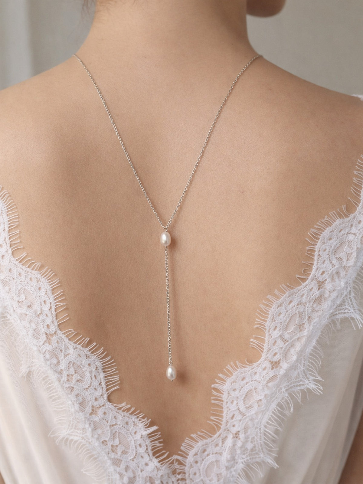Collier de dos grain de riz en perles de culture - Prêt à porter bijoux