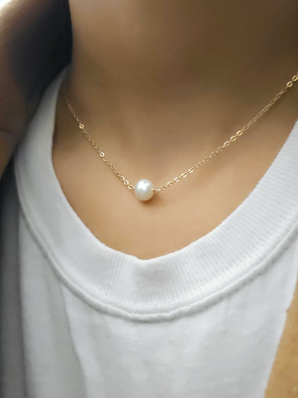 Collier Lidane perle de culture d'eau douce et acier inoxydable