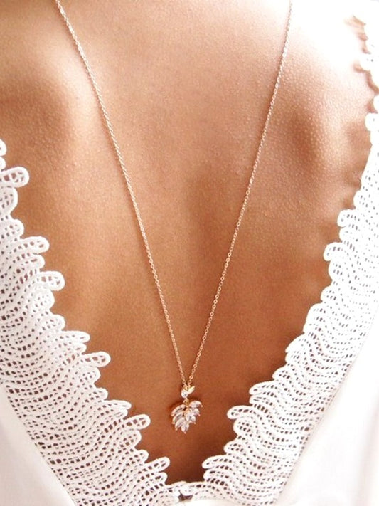 Bijoux de dos, collier mariage de dos feuilles de palmier