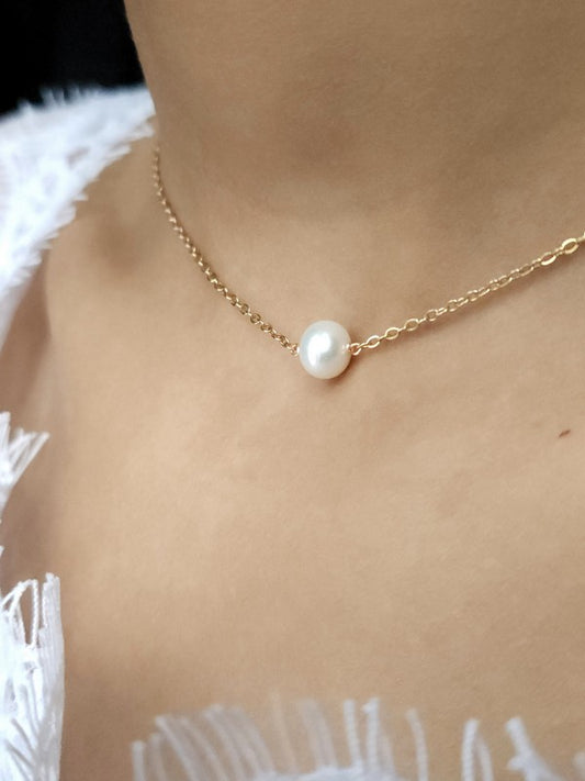 Collier de mariage solitaire perle de culture Lidane