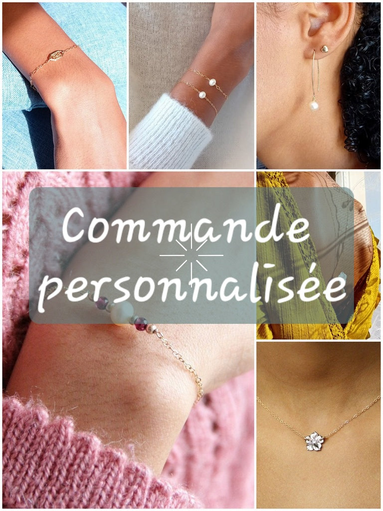 Commande personnalisée Fanny - Collier fleur de nacre grise sur acier inoxydable argenté