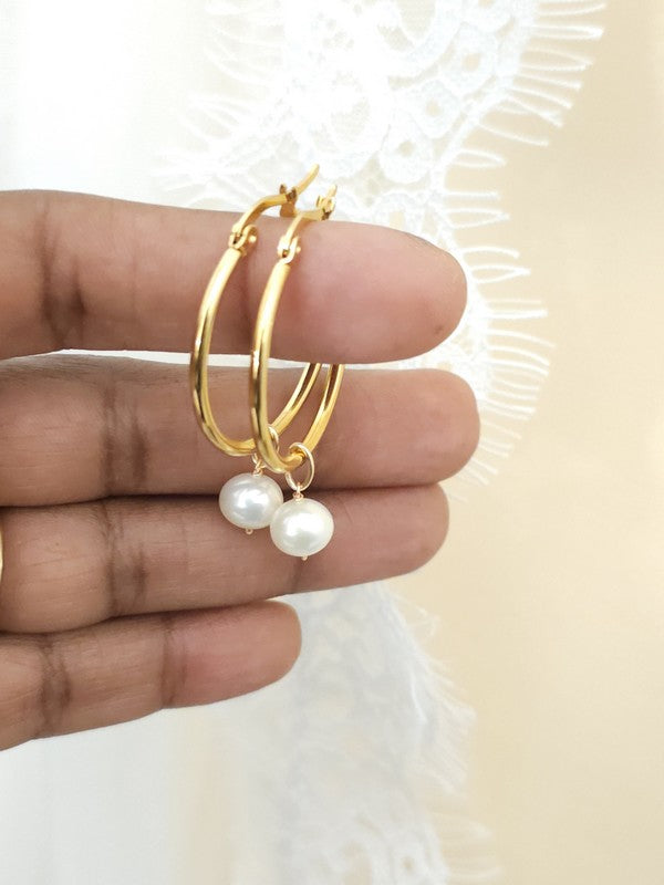 Créoles Lounis boucles d'oreilles bijou mariage perles - Bijoux mariage prêts à porter