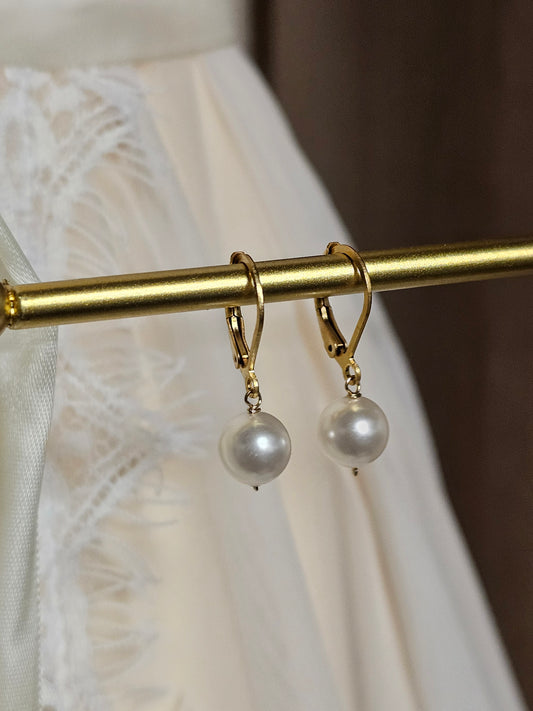 Boucles d'oreilles mariage une perle Stany