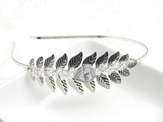 Bijou de tête mariage, serre-tête headband Féérie strass et cristal