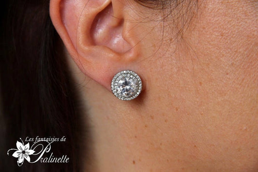 Joan clous puces d'oreilles en cristal et strass oxyde de zirconium, bijoux mariées