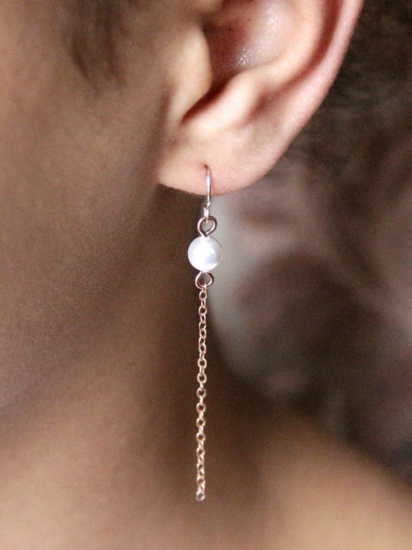 Longues boucles d'oreilles mariage rose gold filled et perles de culture Perry