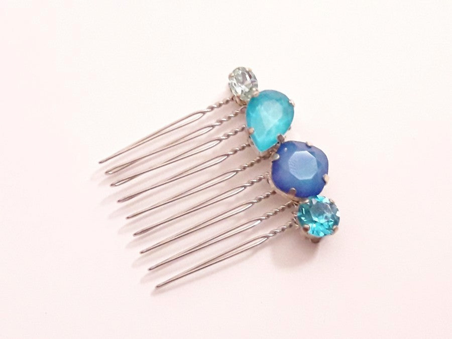 Peigne en cristal tons bleus modèle Alama