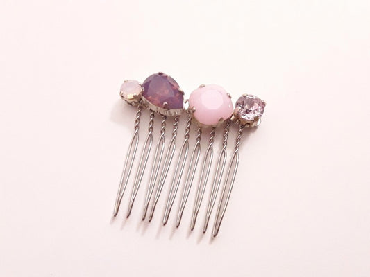Peigne en cristal rose et violet Alaman