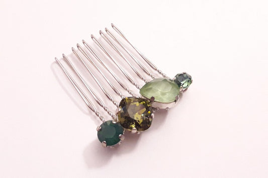 Peigne en cristal vert Alaman, accessoire de coiffure, bijou intemporel