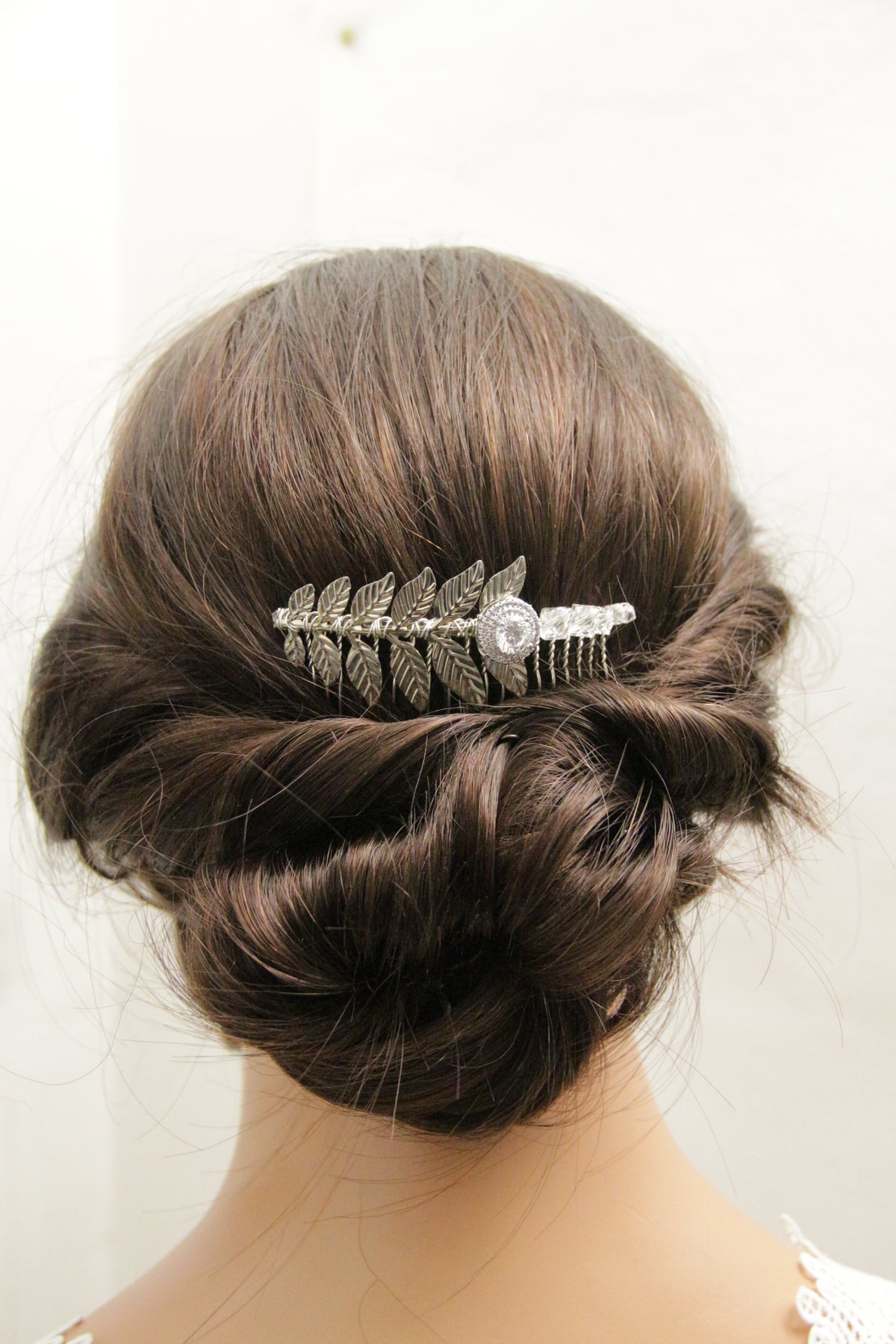Peigne mariage feuilles et cristaux Anite