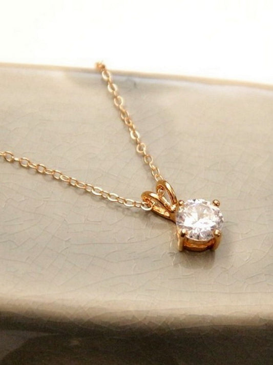 Pendentif Solitaire zirconium et sa chaîne et cristal couleur