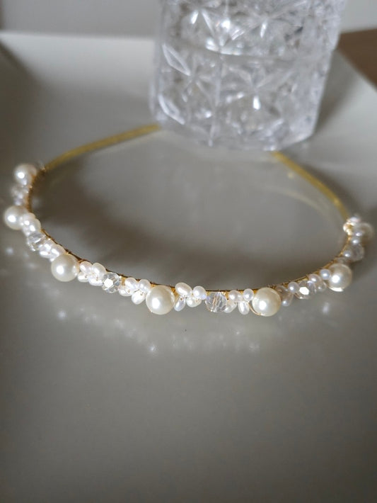 Diadème mariage, serre-tête perles, headband mariage perles et cristal - Prêt à porter