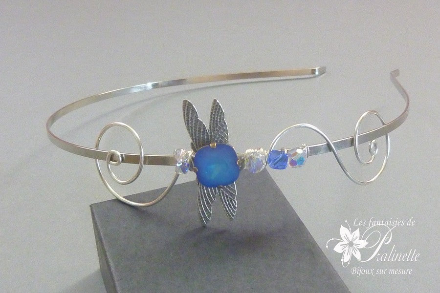 Serre-tête headband libellule Jana cabochon en cristal