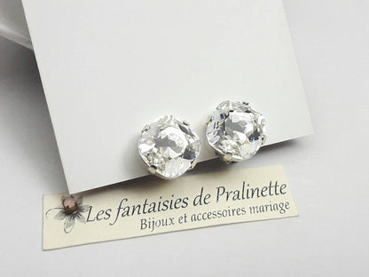 Clips d'oreilles cristal carré, boucles pour oreilles non percées