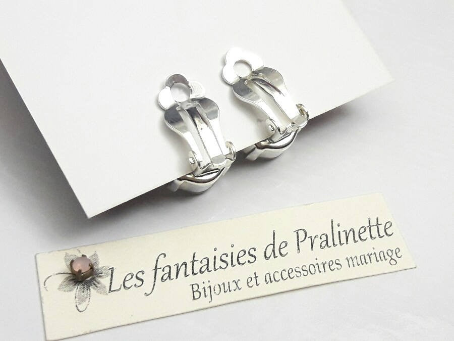 Clips d'oreilles cristal carré, boucles pour oreilles non percées