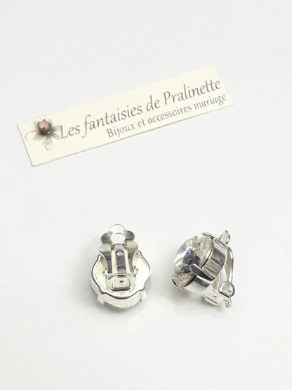 Clips d'oreilles cristal carré, boucles pour oreilles non percées