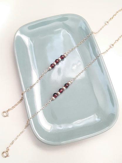 Bracelet trio grenat gold filled