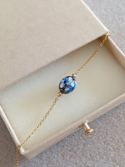 bracelet acier inoxydable doré perle cloisonnée