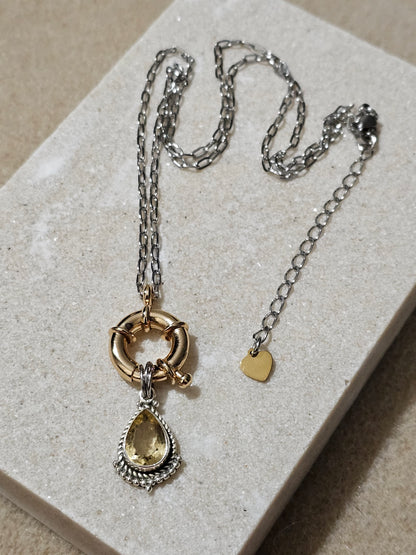 Collier goutte citrine porte-bonheur