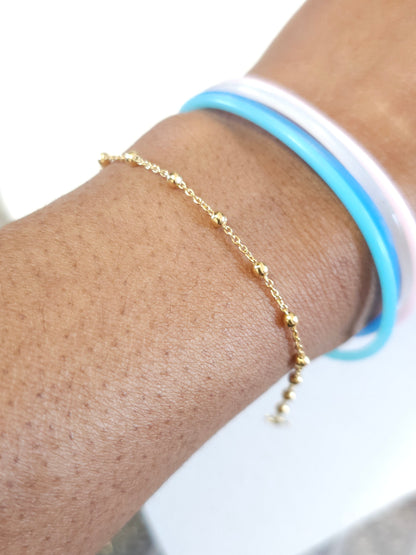 Bracelet Univers gold filled - Bracelet plaqué or chaîne boules - Bracelet chaîne satellites