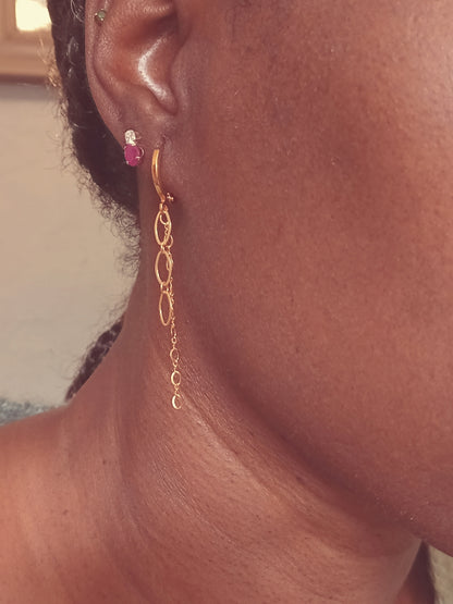Mini-creoles plaqué-or et pendants chaînes gold filled
