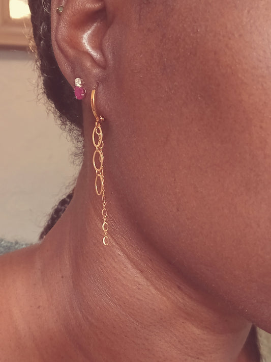 Mini-creoles plaqué-or et pendants chaînes gold filled