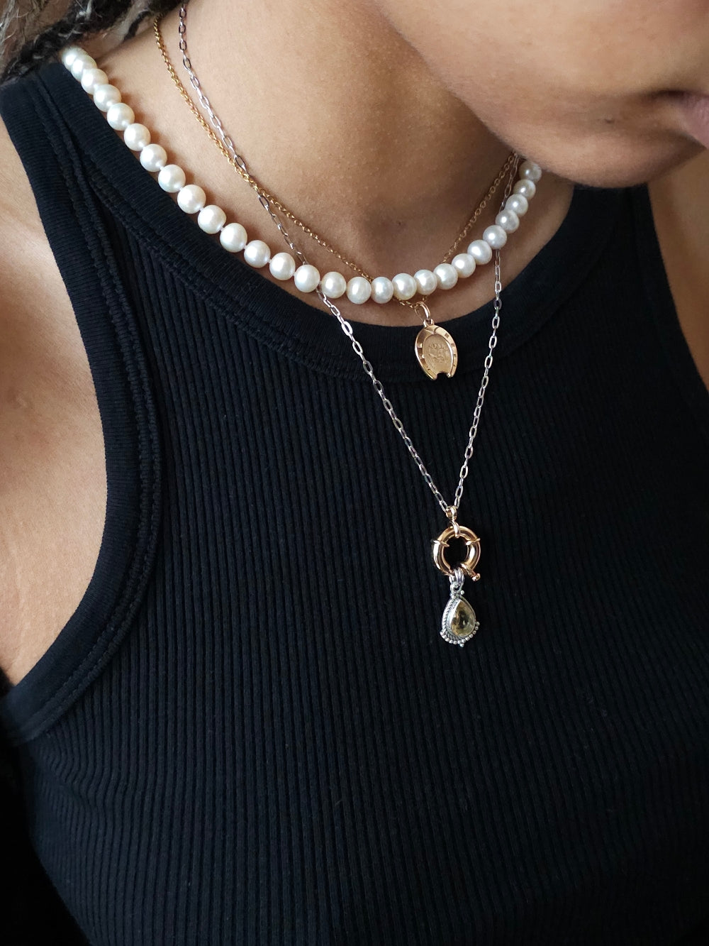 Collier goutte citrine porte-bonheur