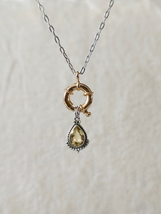 Collier goutte citrine porte-bonheur