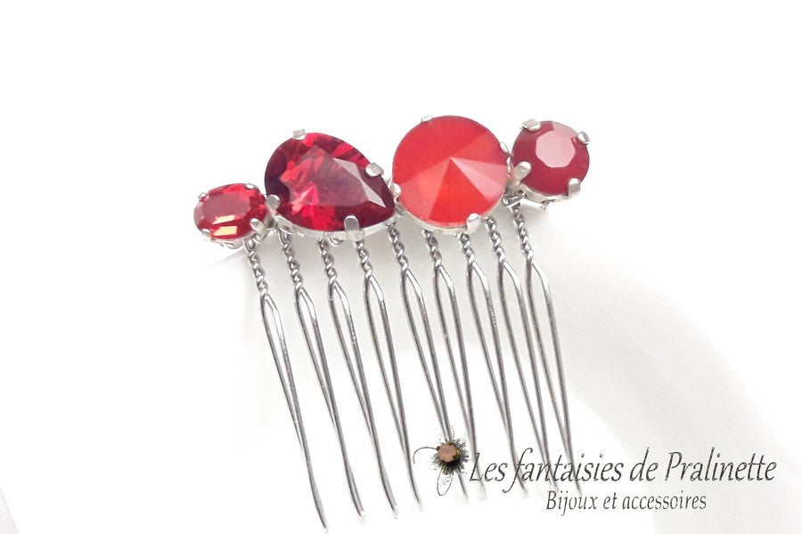 Alaman peigne en cristal rouge bijoux intemporels