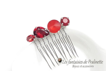 Alaman peigne en cristal rouge bijoux intemporels