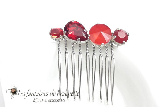 Alaman peigne en cristal rouge bijoux intemporels